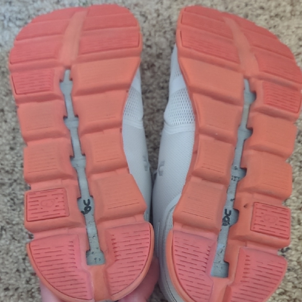 On Running White and Orange Athletic Shoes - Picture 3 of 5